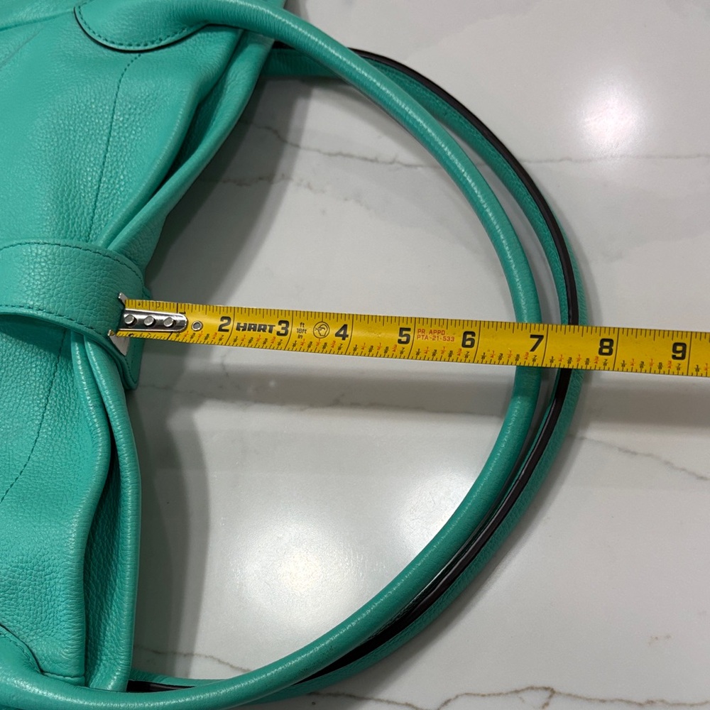 Dooney & Bourke Turquoise Leather Shoulder Bag with Gold Hardware - Picture 6 of 17